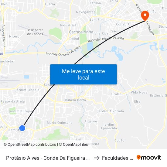 Protásio Alves - Conde Da Figueira Cb to Faculdades Qi map