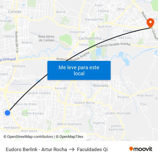 Eudoro Berlink - Artur Rocha to Faculdades Qi map