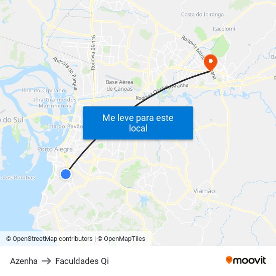 Azenha to Faculdades Qi map