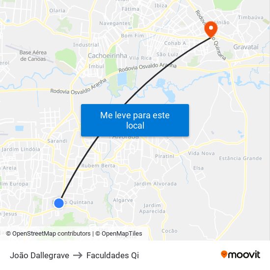 João Dallegrave to Faculdades Qi map