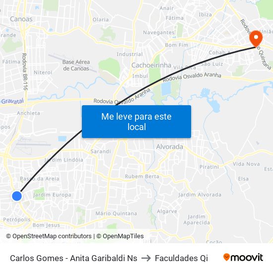 Carlos Gomes - Anita Garibaldi Ns to Faculdades Qi map