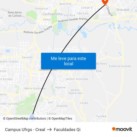 Campus Ufrgs - Creal to Faculdades Qi map