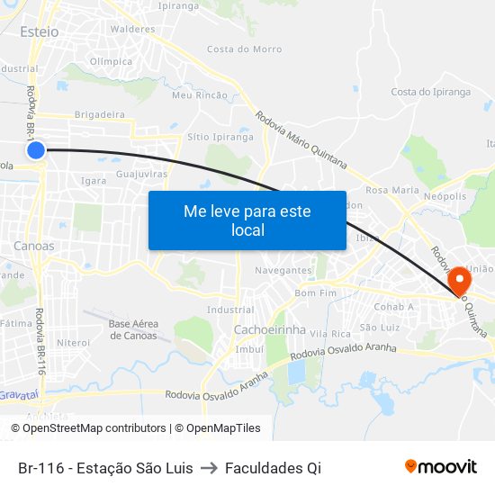 Br-116 - Estação São Luis to Faculdades Qi map