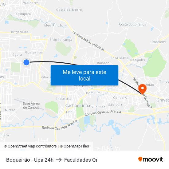 Boqueirão - Upa 24h to Faculdades Qi map