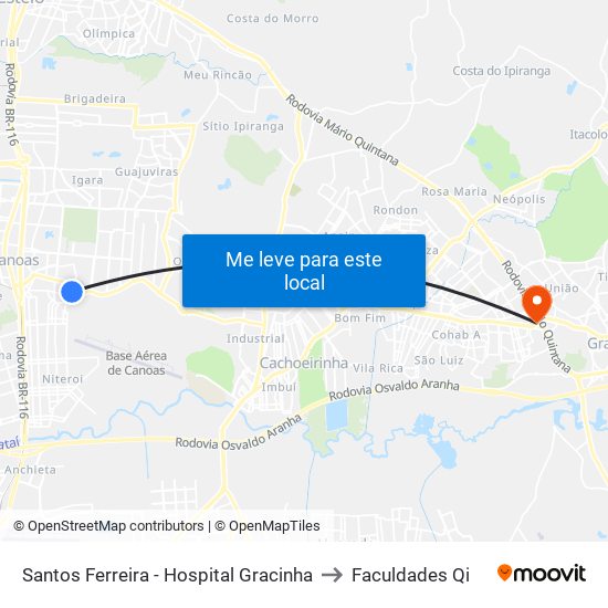 Santos Ferreira - Hospital Gracinha to Faculdades Qi map