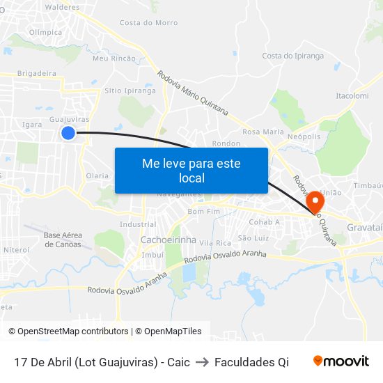 17 De Abril (Lot Guajuviras) - Caic to Faculdades Qi map