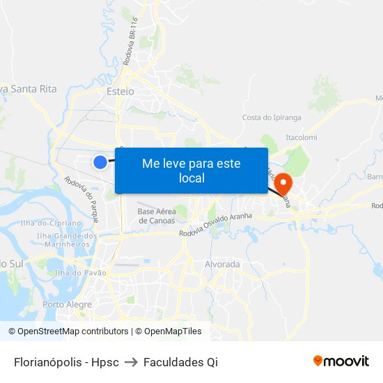 Florianópolis - Hpsc to Faculdades Qi map