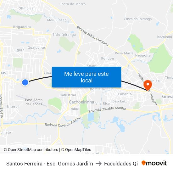 Santos Ferreira - Esc. Gomes Jardim to Faculdades Qi map