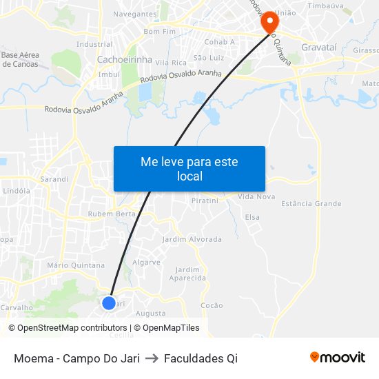 Moema - Campo Do Jari to Faculdades Qi map