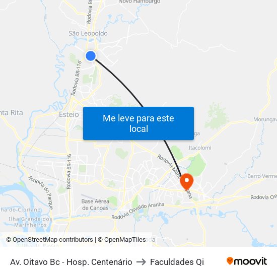 Av. Oitavo Bc - Hosp. Centenário to Faculdades Qi map