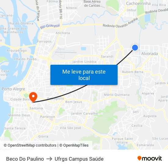 Beco Do Paulino to Ufrgs Campus Saúde map