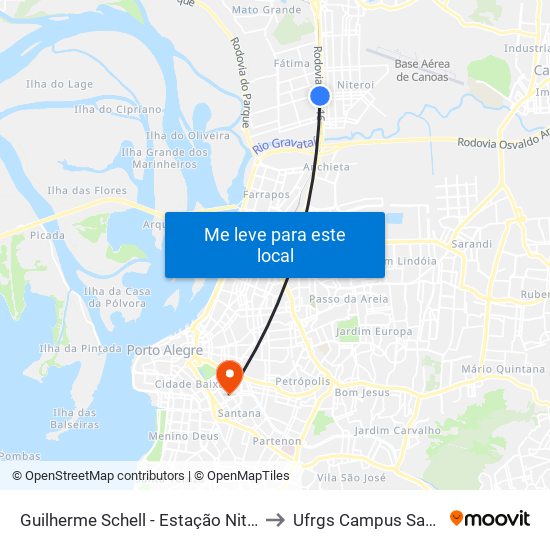 Guilherme Schell - Estação Niterói to Ufrgs Campus Saúde map