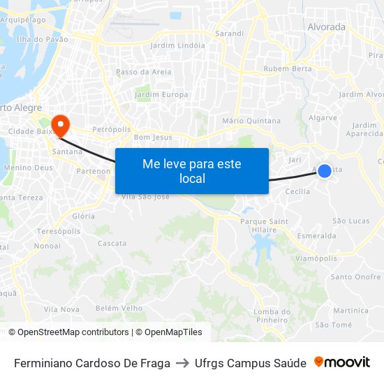 Ferminiano Cardoso De Fraga to Ufrgs Campus Saúde map
