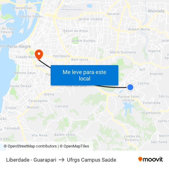 Liberdade - Guarapari to Ufrgs Campus Saúde map