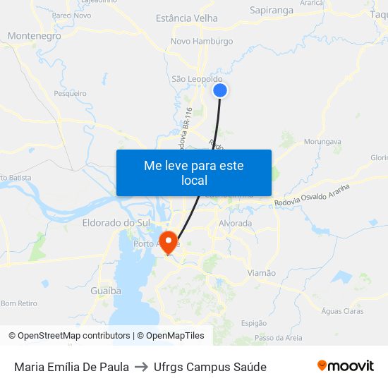 Maria Emília De Paula to Ufrgs Campus Saúde map