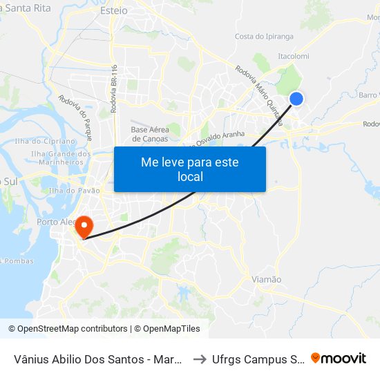 Vânius Abilio Dos Santos - Marquespan to Ufrgs Campus Saúde map