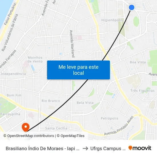 Brasiliano Índio De Moraes - Iapi [Bairro - Bc] to Ufrgs Campus Saúde map