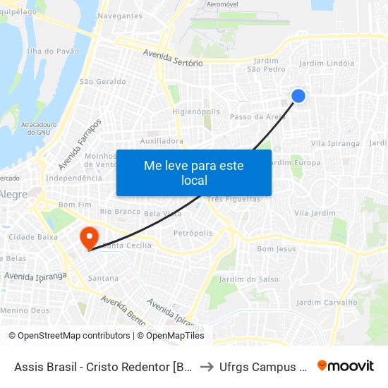 Assis Brasil - Cristo Redentor [Bairro - Bc] to Ufrgs Campus Saúde map
