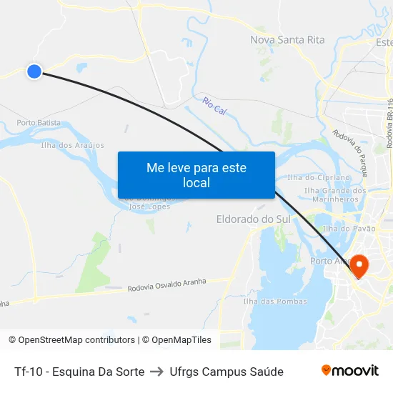 Tf-10 - Esquina Da Sorte to Ufrgs Campus Saúde map