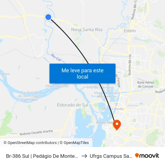 Br-386 Sul | Pedágio De Montenegro to Ufrgs Campus Saúde map