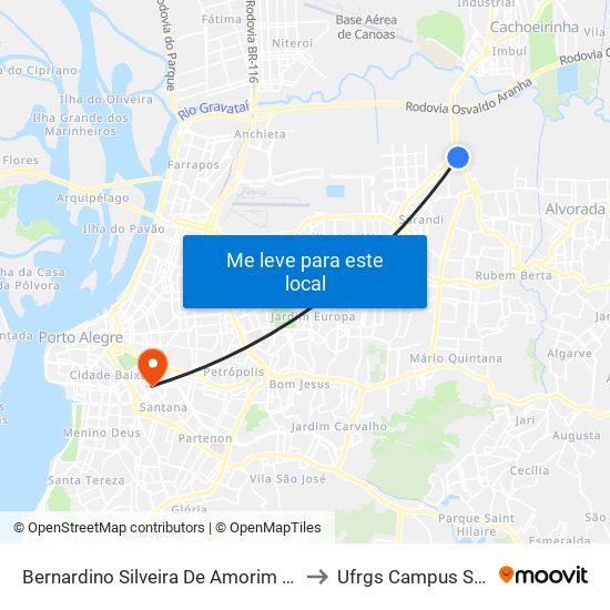 Bernardino Silveira De Amorim - Fiergs to Ufrgs Campus Saúde map