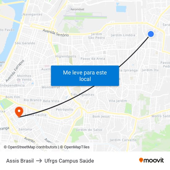 Assis Brasil to Ufrgs Campus Saúde map