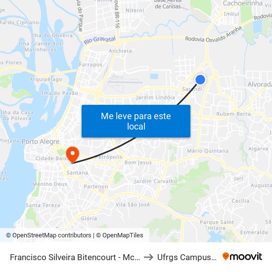 Francisco Silveira Bitencourt - Mcm Esportes to Ufrgs Campus Saúde map