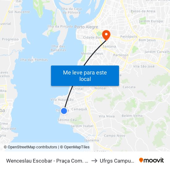 Wenceslau Escobar - Praça Com. Souza Gomes to Ufrgs Campus Saúde map