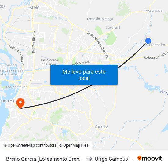 Breno Garcia (Loteamento Breno Garcia) to Ufrgs Campus Saúde map