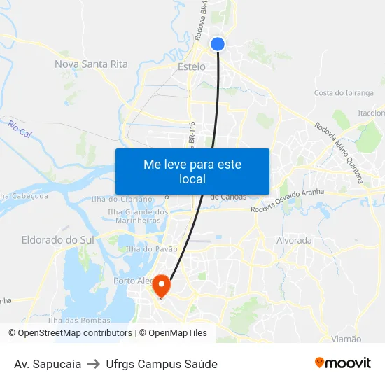 Av. Sapucaia to Ufrgs Campus Saúde map