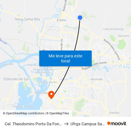 Cel. Theodomiro Porto Da Fonseca to Ufrgs Campus Saúde map