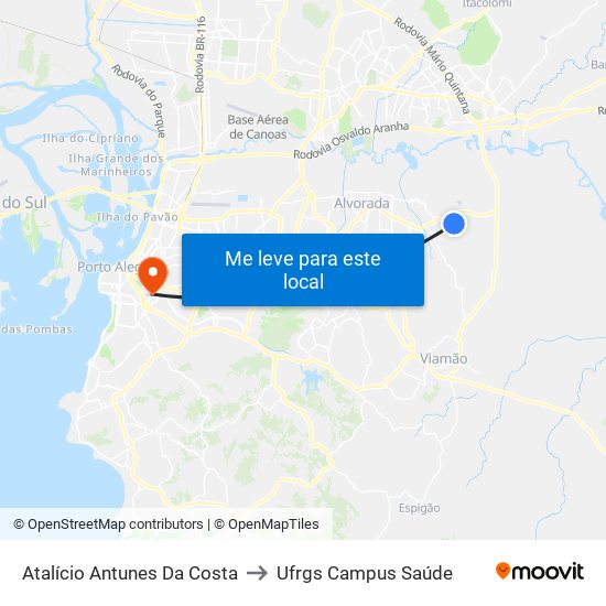Atalício Antunes Da Costa to Ufrgs Campus Saúde map