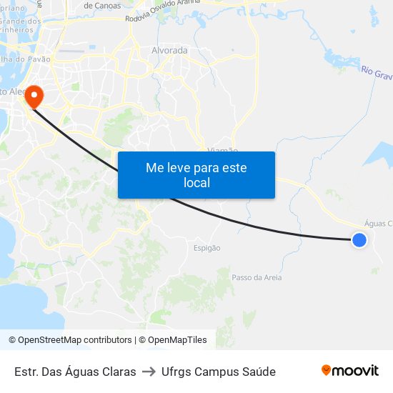 Estr. Das Águas Claras to Ufrgs Campus Saúde map
