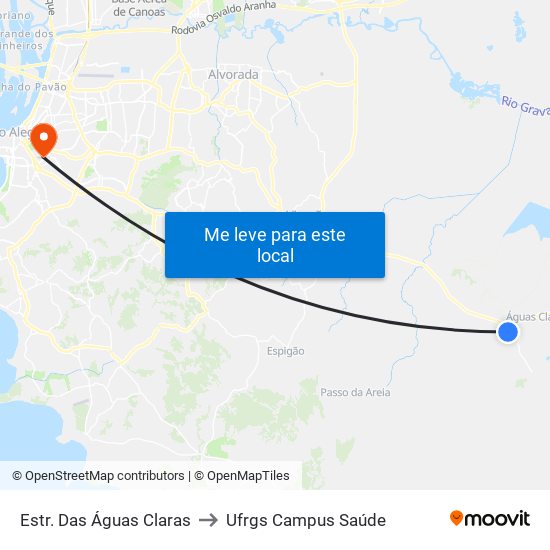Estr. Das Águas Claras to Ufrgs Campus Saúde map