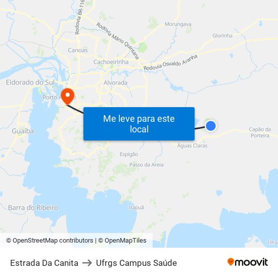 Estrada Da Canita to Ufrgs Campus Saúde map