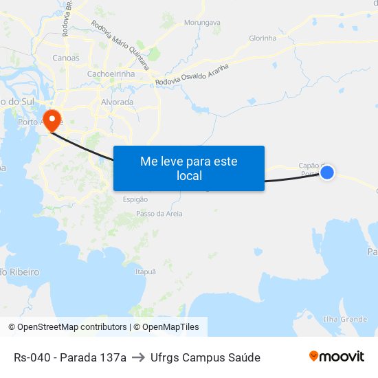 Rs-040 - Parada 137a to Ufrgs Campus Saúde map