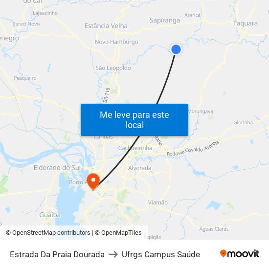 Estrada Da Praia Dourada to Ufrgs Campus Saúde map