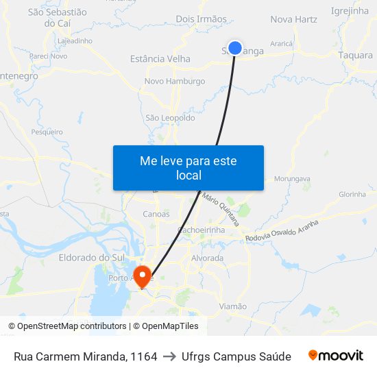 Rua Carmem Miranda, 1164 to Ufrgs Campus Saúde map