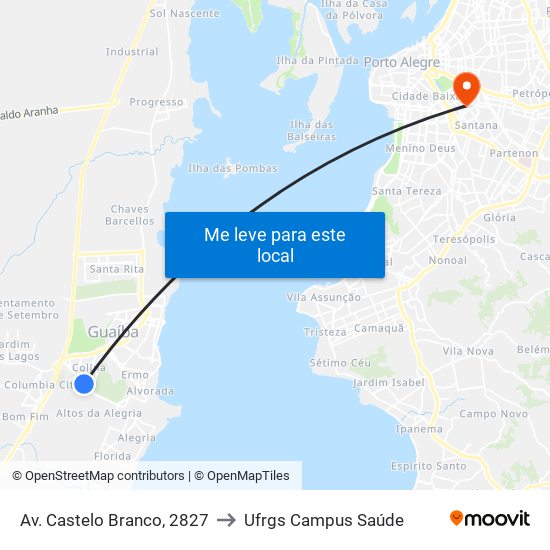 Av. Castelo Branco, 2827 to Ufrgs Campus Saúde map
