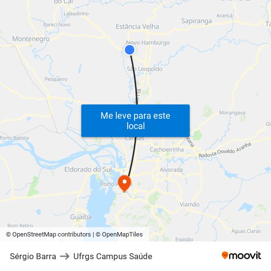 Sérgio Barra to Ufrgs Campus Saúde map