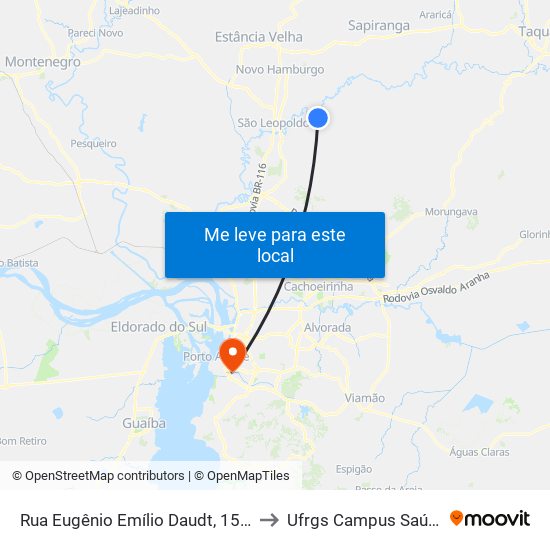Rua Eugênio Emílio Daudt, 1562 to Ufrgs Campus Saúde map