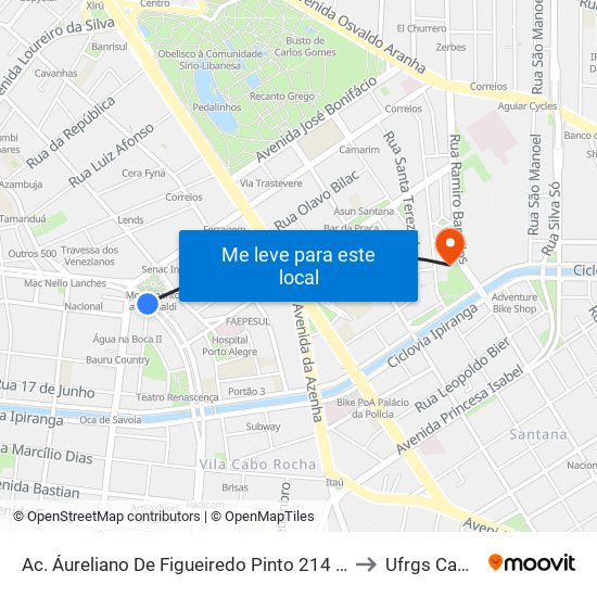 Ac. Áureliano De Figueiredo Pinto 214 Porto Alegre - Rs 90050-000 Brasil to Ufrgs Campus Saúde map