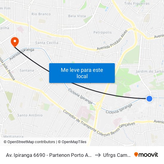 Av. Ipiranga 6690 - Partenon Porto Alegre - Rs 90610-000 Brasil to Ufrgs Campus Saúde map
