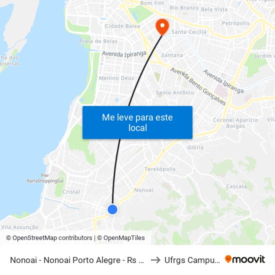 Nonoai - Nonoai Porto Alegre - Rs 90830-390 Brasil to Ufrgs Campus Saúde map