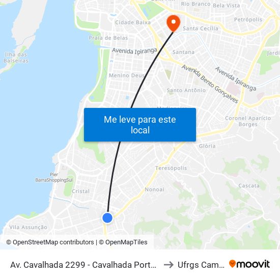 Av. Cavalhada 2299 - Cavalhada Porto Alegre - Rs 91740-001 Brasil to Ufrgs Campus Saúde map
