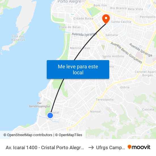 Av. Icaraí 1400 - Cristal Porto Alegre - Rs 90810-000 Brasil to Ufrgs Campus Saúde map