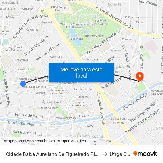 Cidade Baixa Aureliano De Figueiredo Pinto - Cidade Baixa Porto Alegre - Rs 90830-520 Brasil to Ufrgs Campus Saúde map