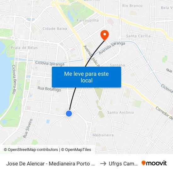 Jose De Alencar - Medianeira Porto Alegre - Rs 90160-180 Brasil to Ufrgs Campus Saúde map