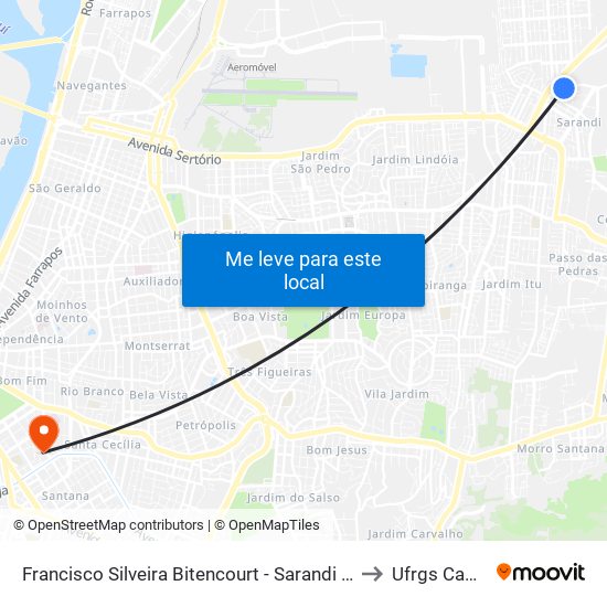 Francisco Silveira Bitencourt - Sarandi Porto Alegre - Rs 91010-004 Brasil to Ufrgs Campus Saúde map
