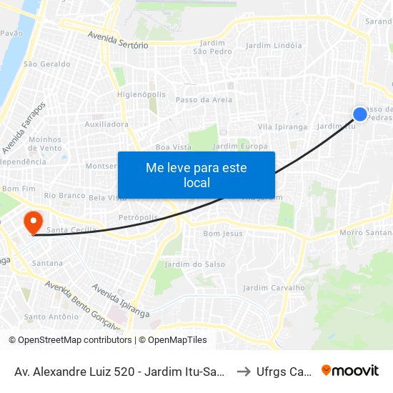 Av. Alexandre Luiz 520 - Jardim Itu-Sabará Porto Alegre - Rs 91225-090 Brasil to Ufrgs Campus Saúde map